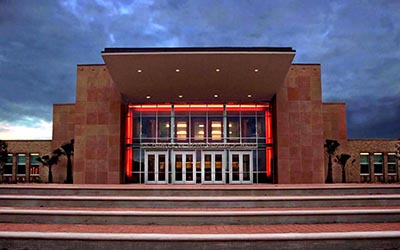 Front of Richardson Performance Hall building, located at the Heritage Campus.