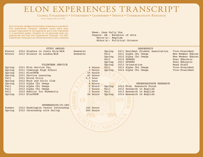 Experiential Transcript